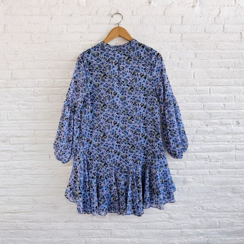 VICI Floral Mini Ruffle Dress XS Blue Pink Casual Cottagecore Summer Boho Ditsy - Picture 3 of 12